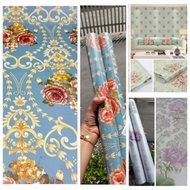 [ 45 CM x -+8 to.10 METER ] WALLPAPER STICKERS / WALLSTIKER WALL BATIK MOTIF BLUE FLOWERS
