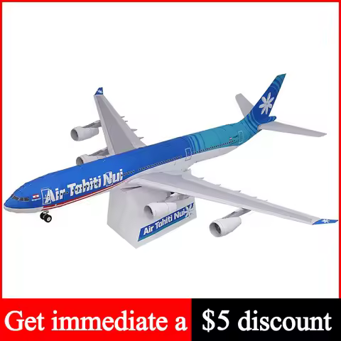 Air Tahiti Nui Airbus A340-300 Aircraft Folding Handmade 3D Paper Model DIY Papercraft Art Teens Adu
