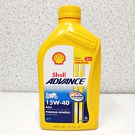Shell Advance 4T 15W-40 AX5 Premium Mineral Motorcycle Oil Shell Kuning Minyak Pelincir Minyak Selinder 100% Original