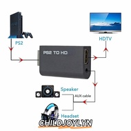 CHILDJOYLYN Converter, PS2 to HDMI Game to HDMI Adapter, Portable HD Cable 3.5mm Audio Output 480i/4