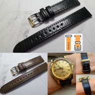 19mm 真蜥蜴皮錶帶 光亮黑色  適合 : Rolex Panerai Omega IWC Tudor Seiko 錶帶 使用