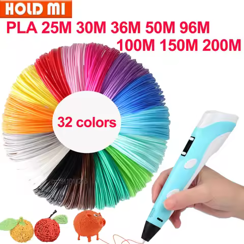 Colored PLA Filament for 3D Pen Printing 32 Colors 25M 30M 36M 50M 100M 200M Safe Plastic Refill for