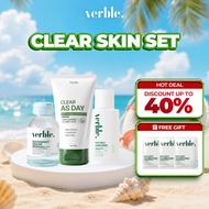 [COMBO SALE] VERBLE Clear Skin Set Verble Serum Pitted Scar + Rice Milk Sunscreen + Clear As Day Ant