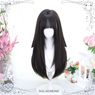 Boss's Wig Full Headgear Lolita Wig Lolita Black Long Straight Hair Simulation Daily Wig Full Set