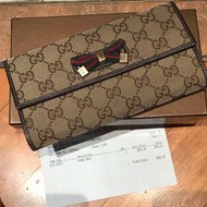 Gucci wallet 經典款 logo 蝴蝶結長銀包