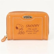 日本 PEANUTS SNOOPY 史努比 啡色皮革 銀包