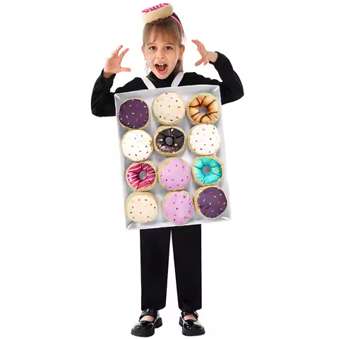 Enfant Doughnut Box Halloween Fancy Dress Up Enfants Dessert World Book Day Outfit Pink Niño Dozen D