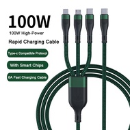 1.5m 3 in 1 PD USB C Cable 100W 6A Fast Charging Type C Cable for Laptop Macbook iPhone 17 16 15 Sam