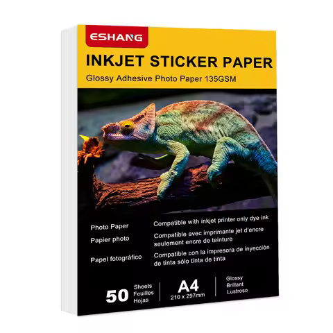 ESHANG Self-Adhesive Photo Paper, 3.5X5/4X6/5X7/A4 Glossy Sticker Paper for Inkjet Printer, 135G