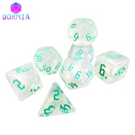 DND Dice RPG Dice Acrylic Dice Multiple Colours Starlight Effect 7 Dice Set Retro Font Style for Boa