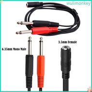 WU 3 5mm To 2 Jack 6 5 Mono Adapter Cable  Cable 2x6 35mm Adapter Cable