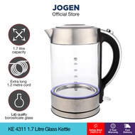 Jogen Crystal KE 4311 Electric Glass Kettle 1.7 Litre with LED Light Fast Boil Lab Quality Borosilic