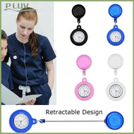 PLUVII Retractable Nurse Watch Silicone Brooch Pin Quartz Clock Fob Watch