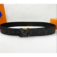 Classic Genuine Leather LV Belt for Men - Premium Dress Belt with Stainless Steel Buckle