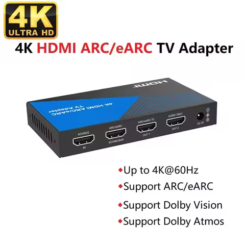 V2.0 HDMI-compatible ARC/eARC Adapter Audio Extractor 4K@60Hz HDCP2.3 18Gbps Dolby Vision Dolby Atmo