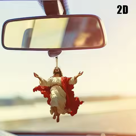 2D Flat Acrylic Jesus 2D Flat Acrylic Car Pendant Hanging Ornament Car Rearview Mirror Decor Home De