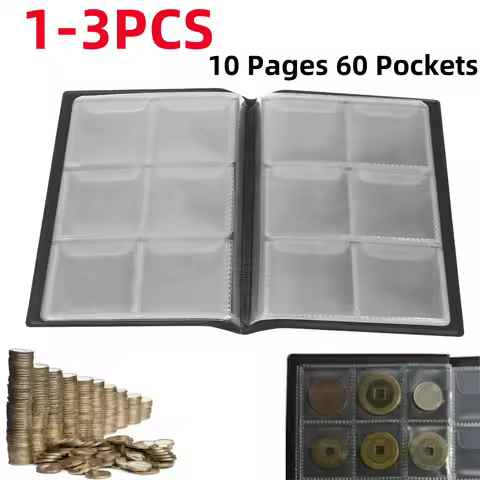 1-3Pcs 10 Pages 60 Pockets Album Silver Dollar Coins Collection Book Penny Money Storage Book Case F