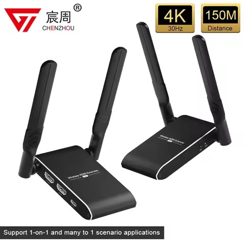 4K Wireless HDMI-Compatible Extender 150m Capable Transmitter & Receiver Suited for CCTV PC Satellit