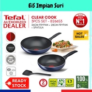 (Ready Stock) Tefal Clear Cook 3pcs Set (B266S3) Wokpan + Frypan + Spatula Turner Non Stick Cookware