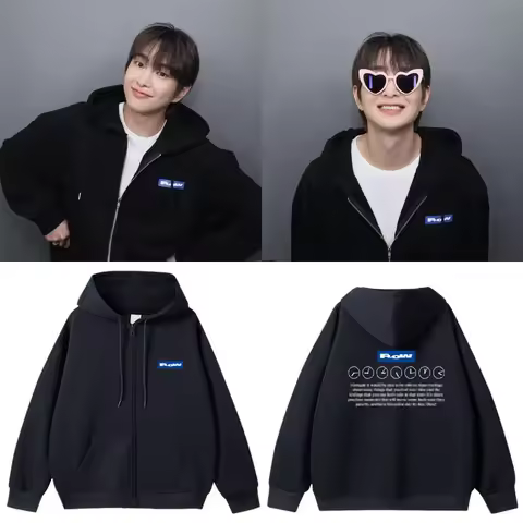 SHINee ONEW 2024 FLOW Zipper Hoodies Autumn Fashion Loose Zip Up Sweatshirt Jacket Hooded Tops Women