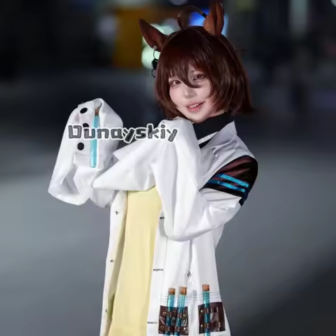 KS*27Umamusumememe Pretty Anime Derbyby Cosplay Agnes Tachyon Costume Kawaii JK Dress Long White Coa