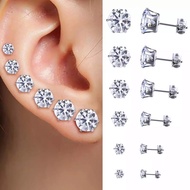 [10pairs]Bling-bling Stud Earing For Men Stainless Needle Six Claw Hypoallergenic Zircon Earing