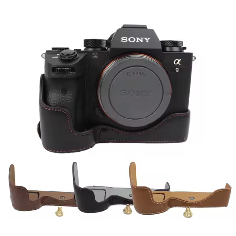 PU Leather Camera Bottom Case Half Body Set Bag For Sony ILCE-9 A9 A7 III A7R3 A7R III A7R Mark 3 Ge