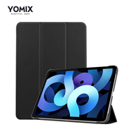 【YOMIX 優迷】2022 Apple iPad Air 4/5 10.9吋防摔三折支架帶筆槽保護套(附贈玻璃鋼化貼) 簡約黑