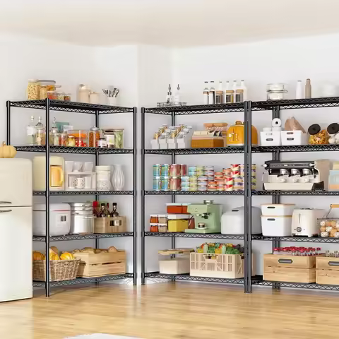 5 Tier Storage Shelves 71" H Wire Shelving Adjustable Metal Shelving,1000LBS Pantry Shelves Sturdy S