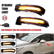 Dynamic LED Turn Signal Lights For Peugeot 508 Citroen DS5 C4 2010-2017 Rearview Mirror Indicator Bl