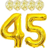 Gold 45 Foil Balloons 40" Jumbo Foil Balloons Confetti Balloons for 45th Birthday Wedding Anniversar
