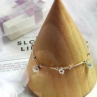 S999 Silver Peach Heart Love Anklet Female Cute Elegant Fashion High-End Student Silver Jewelry Gift