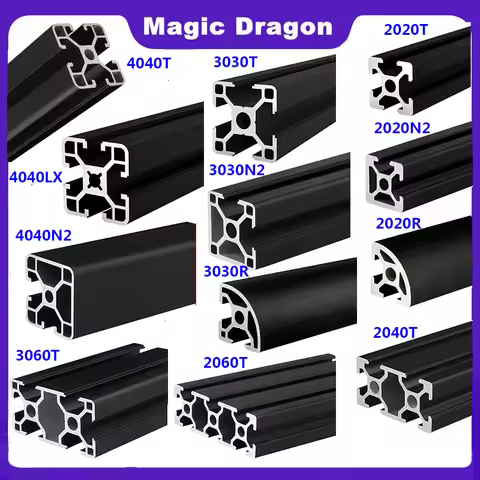 1PCS Black Anodic Oxidation 2020 2020N2 2020R 2040 2060 3030 3030N2 3030R 3060 4040 4040R N2 T-Slot 