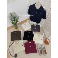 (Salt Fragrance) POLO collar sweater with thick horse embroidery - ASTUDIO code 1021