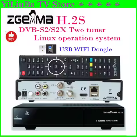 [Genuine] Classical edition ZGEMMA H.2S Satellite tv receiver DVB-S2+DVB-S2 twin tuner enigma 2 Linu