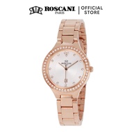 Roscani Kyra E76 (Patterned Sunray Dial + Gemstone Indices) Mineral Crystal Bracelet Women Watch