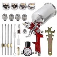 Zeinlenx HVLP Gravity Feed Spray Gun, Automotive Air Paint Spray Gun Kit with 4 Replaceable Nozzles,1.4mm 1.7mm 2.0mm and 2.5mm, 1000cc Aluminum Cup, Suitable for Auto Paint &amp; Touch Up (RED)