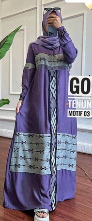 Gamis Terbaru 3 Model Kain Toyobo kombinasi Tenun