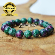 Gelang Batu Pria Wanita Cewek Cowok Ruby Hijau 10 mm Tanzania Asli Premium