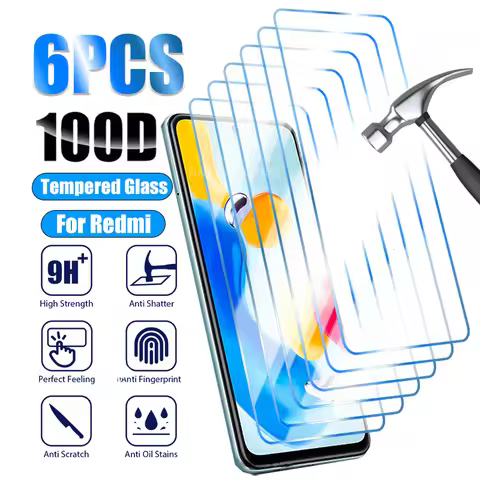 6PCS Tempered Glass For Xiaomi Redmi Note 11 12 Pro Plus 5G 10 Pro 9 8 11S 10S Screen Protector for 