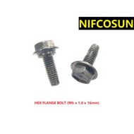 10PCS HEX FLANGE BOLT (M6 x 1.0 x 16mm)