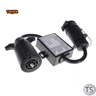 TS 7-Way RV-Blade Socket to 7-Pin Round Connector Trailer Light Harness Connector
