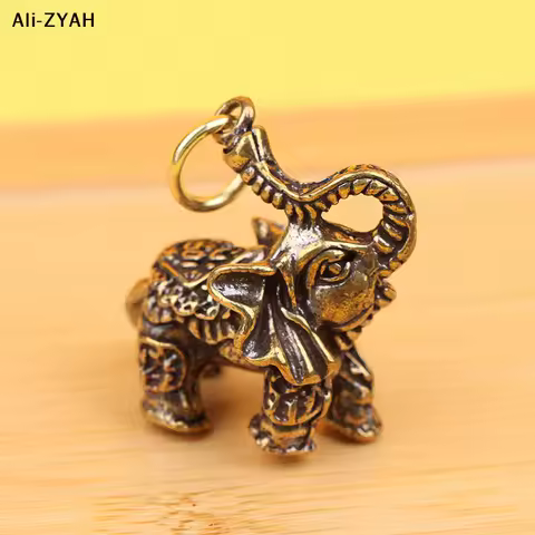 【A1】1Pc Solid Brass Lucky Elephant Office Desktop Decorations Chinese Wealth Texts Vintage Copper An
