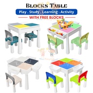 Building Block Table for Kids Toys Blocks Meja Belajar Meja Makan Study Writing Sand Play Kinetic Dr