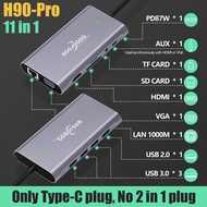 GOOJODOQ 11 In 1เป็นฮับ USB C ที่ HP Dell MacBook Pro Type C Dock HDMI PD 3.0 USB RJ45 VGA PD AUX TF