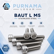 Bolt L M5 x 80 (Length 8 cm) Stainless Steel 304 A2-70 L4 Key
