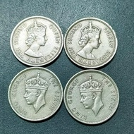 British Malaya King & Queen 20 Cent 1950 -1961 ( 4 Coins )
