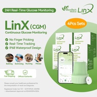 LinX CGM 4 Sets Continuous Glucose Monitoring Full Set Blood Glucose Monitor 1 Sensor + 1 Transmitte