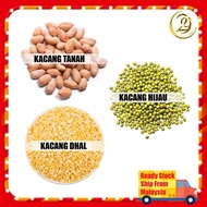 100gm Kacang tanah / Kacang dhal / Kacang hijau / Peanuts / Dhal Peanuts / green bean. 100gm
