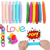 Macaron color Pop Tubes Sensory Fidget Toy for Autistic Children and Fidgets for Kids Stress Relief 
